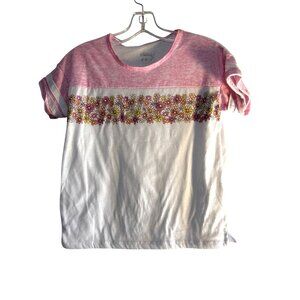 Sleep on It Girls Tee Graphic Flowers White/Pink Multi Size M 10-12